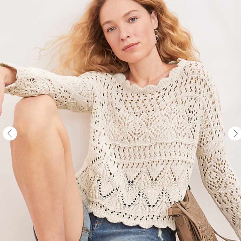 COPY - Garnet Hill Crochet Knit, Scalloped hems, Medium